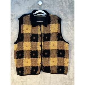 VTG Patchwork Corduroy Vest Size 22/24 Fall Cabin Core Western Rodeo Winter